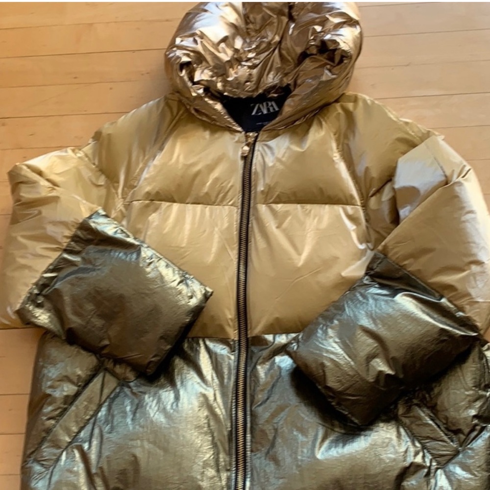 Zara Color Block Puffer Jacket.